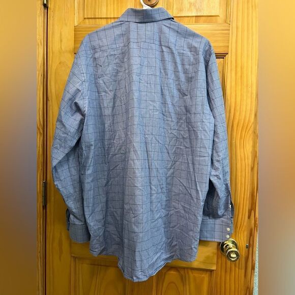 Lacoste size 44 blue checked button down shirt - Picture 6 of 9